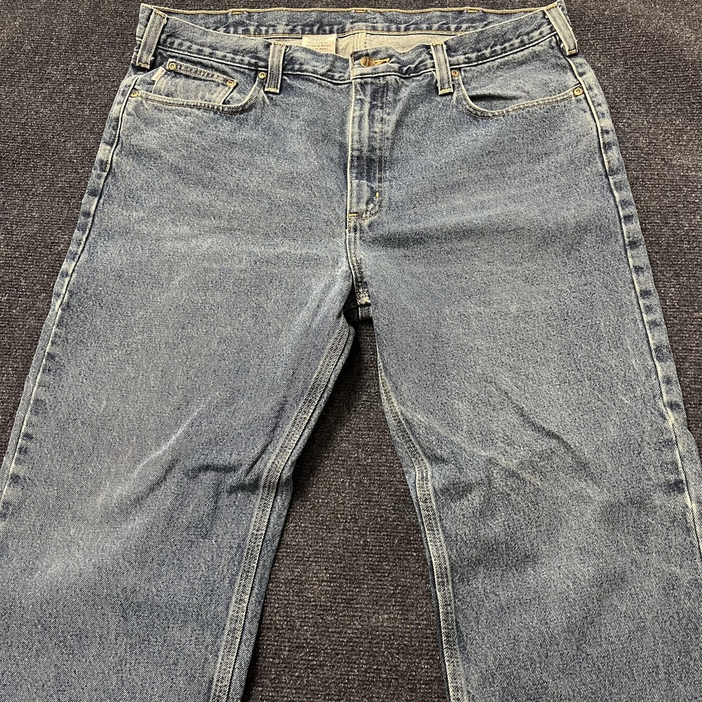 Carhartt Jeans Mens 40x32 Blue Straight Fit Denim Workwear Pants B480 DVB